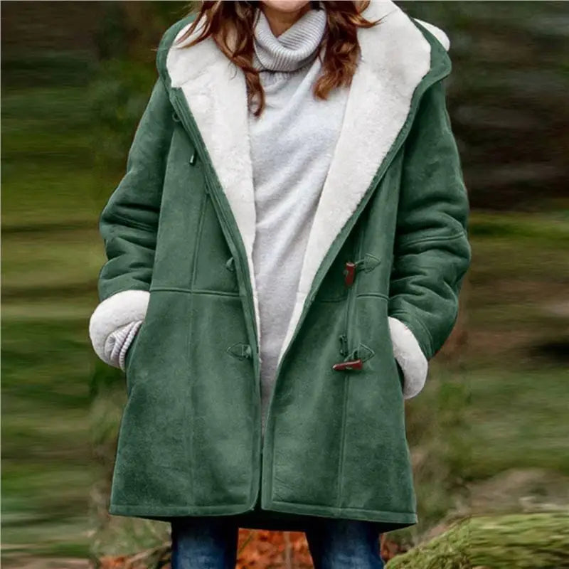 Furry Chic Mid-Length Cardigan: Women's Warm Lapel Button Jacket
