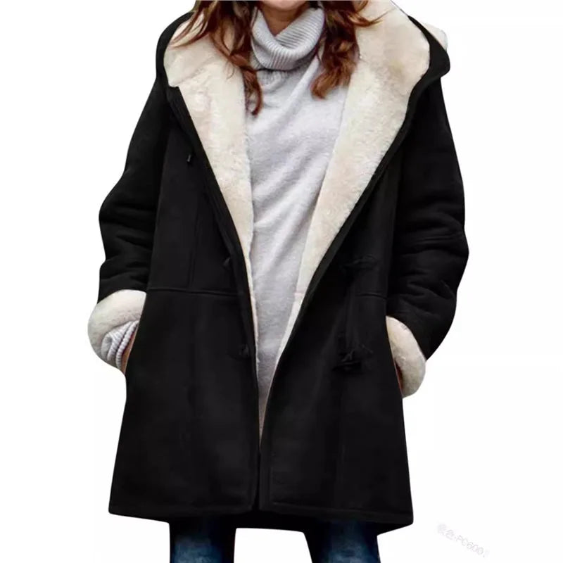Furry Chic Mid-Length Cardigan: Women's Warm Lapel Button Jacket