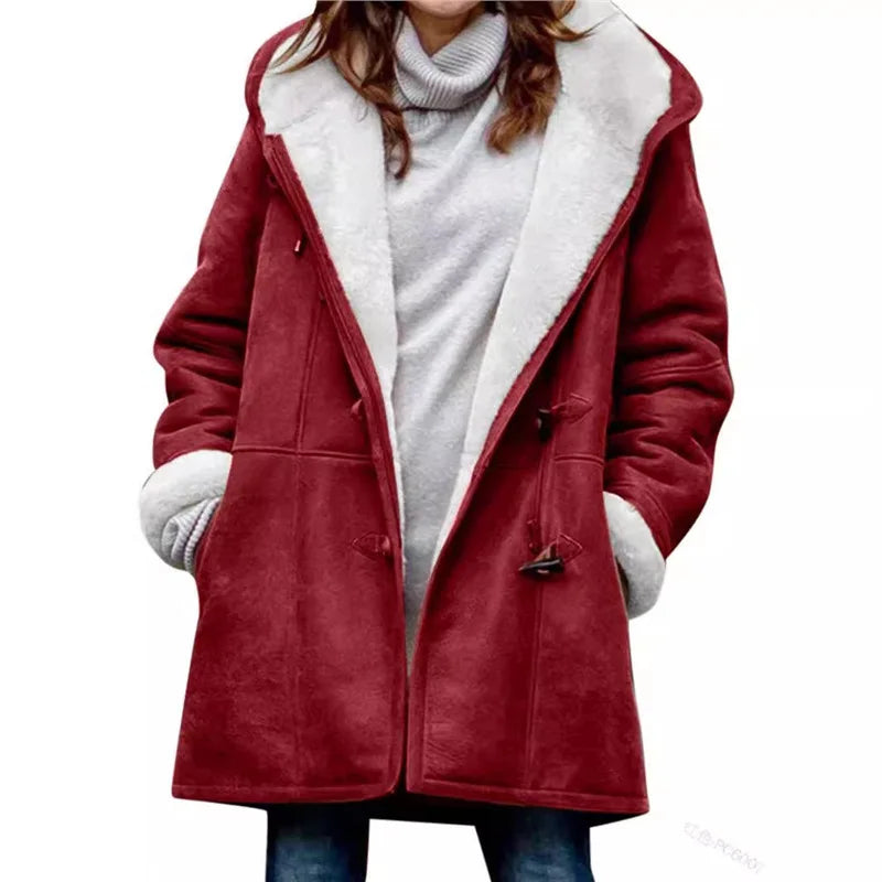 Furry Chic Mid-Length Cardigan: Women's Warm Lapel Button Jacket