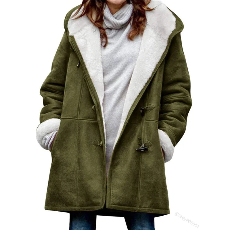 Furry Chic Mid-Length Cardigan: Women's Warm Lapel Button Jacket