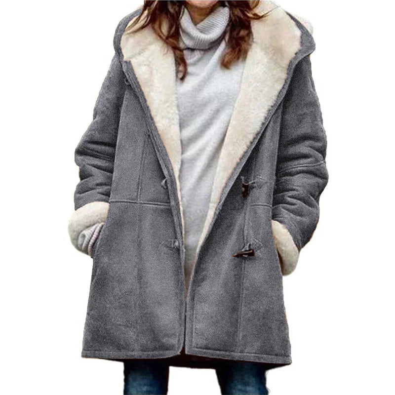 Furry Chic Mid-Length Cardigan: Women's Warm Lapel Button Jacket