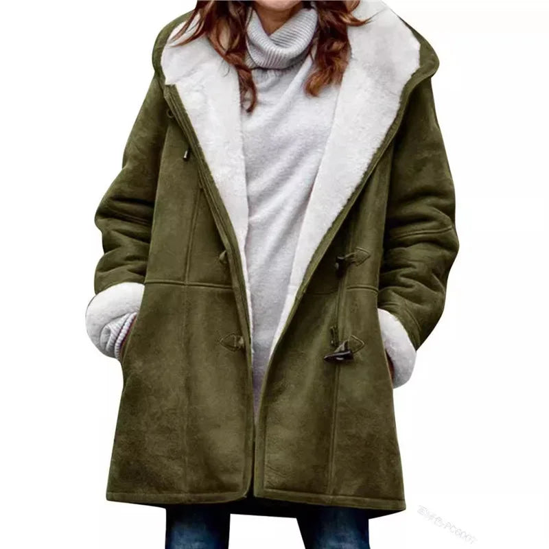 Furry Chic Mid-Length Cardigan: Women's Warm Lapel Button Jacket